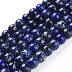 Brins de perles de jaspe impérial naturel, teinte, ronde, bleu marine, 8mm, Trou: 2mm, Environ 50 pcs/chapelet, 15.16 pouce (38.5 cm)