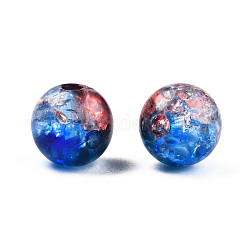Perles en acrylique transparentes craquelées, ronde, bleu, 8x7.5mm, Trou: 1.8mm, environ 1700pc / 500g