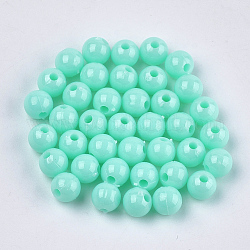 Perles plastiques opaques, ronde, turquoise pale, 6x5.5mm, Trou: 1.8mm, environ 4790 pcs/500 g