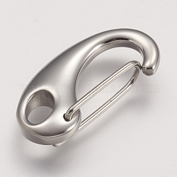304 Stainless Steel Push Gate Snap Keychain Clasp Findings, Stainless Steel Color, 40x19x8mm, Hole: 5x8mm