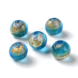 Sabbia dorata fatta a mano con filo di perline di murano in lamina d'argento, tondo, dodger blu, 11.5~12mm, Foro: 1.8 mm, circa 45pcs/filo, 17.72'' (45 cm)