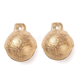 Brass Bell Pendants, Round with Tiger Face, Raw(Unplated), 29x25x18mm, Hole: 2mm