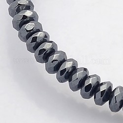 Chapelets de perles en hématite synthétique sans magnétiques, facettes rondelle, noir plaqué, 4x2mm, Trou: 1mm, Environ 188 pcs/chapelet, 15.7 pouce