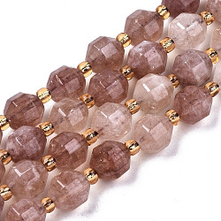 Hebras de perlas de dolomita natural, facetados, teñido, redondo, marrón rosado, 8x8mm, agujero: 1.2 mm, aproximamente 33 pcs / cadena, 15.16 pulgada ~ 15.35 pulgadas (38.5 cm ~ 39 cm)