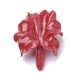 Synthetic Coral Beads, Dyed, Flower, Crimson, 31~32x23~24x9mm, Hole: 1mm