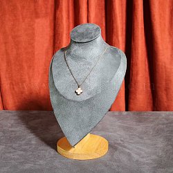 Подставки для ожерелья из бархатного бюста с деревянной основой, подставка для украшений для хранения ожерелья, серые, 18.7x14x29.3 см