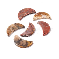 Pendentifs en agate maroc naturelle, lune, 37~38.5x16~22x3.5~5.5mm, Trou: 1.5~2mm