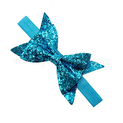 Эластичные детские повязки для девочек, аксессуары для волос, ткань с бантом, блеск порошок, глубокое синее небо, 11 дюйм (280 мм)