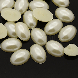 ABS Plastic Imitation Pearl Cabochons, Dyed, Oval, Beige, 7x5x3mm