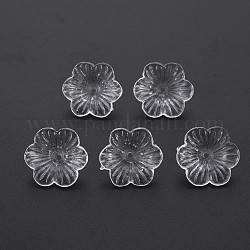 Bouchons de perles acryliques transparentes fleur, 6 pétales, clair, 21x19.5x9.5mm, Trou: 1.5mm