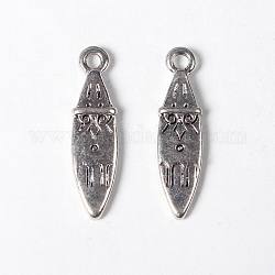 Tibetan Style Alloy Pendants, Lead Free and Cadmium Free, Horse Eye, Antique Silver, 24x6x2.5mm, Hole: 1.5mm.