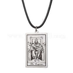 Tarot Card 201 Stainless Steel Pendant Necklaces, with Imitation Leather Cords, Stainless Steel Color, 17.60~17.87 inch(44.7~45.4cm)