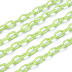 ABS-Kunststoff-Kabelketten, Oval, hellgrün, 13x7~7.5x2 mm, ca. 15.35~15.74 Zoll (39~40 cm)/Strang