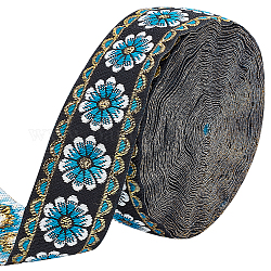 Ph pandahall Nastro decorativo jacquard da 10 metro, Finiture in tessuto a fiori da 1.3 pollice con frange in tessuto di poliestere per cucito fai da te abbellimenti artigianali abbigliamento decorazioni per la casa confezioni regalo, blu