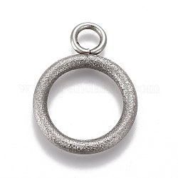 304 chiusura a ginocchiera in acciaio inossidabile, texture, anello, colore acciaio inossidabile, 19x14x2mm, Foro: 3 mm