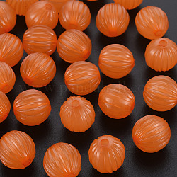 Имитации акриловых шариков желе, гофрированные шарики, круглые, цвет шоколада, 14x13 мм, отверстие : 2.5 мм, Около 356 шт / 500 г
