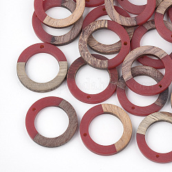Pendentifs en bois de résine et de noyer, anneau, brun, 28x3mm, Trou: 1.5mm