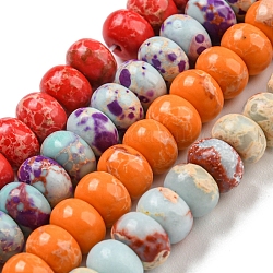 Synthetische imperiale Jaspis-gefärbte Perlenstränge, Rondell, Mischfarbe, 6~7x4~4.5 mm, Bohrung: 1.2 mm, ca. 90~94 Stk. / Strang, 14.76''~15.08