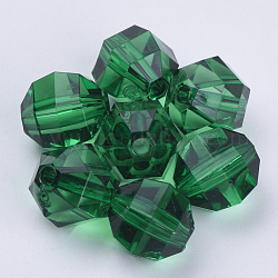 Perline acrilico trasparente, sfaccettato, tondo, verde scuro, 10x10mm, Foro: 1.8 mm, circa 940pcs/500g