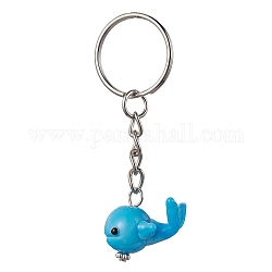 Porte-clés pendentif de lampe faits à la main de baleine, avec porte-clés fendus, bleu profond du ciel, 7.2 cm