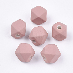 Perles acryliques, de Style caoutchouté, rose, 12x14x14mm, trou: 2.5 mm, environ 460 pcs / 500 g