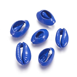 Natural Shell Beads, Dyed, Cowrie Shell, Royal Blue, 15~19x10~13x6~7mm, Hole: 1~3mm
