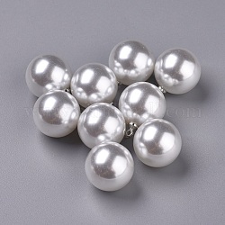 Ciondoli perla d'epoca acrilica, con accessori in lega platino placcato, tondo, bianco, 20x16mm, Foro: 1.6 mm