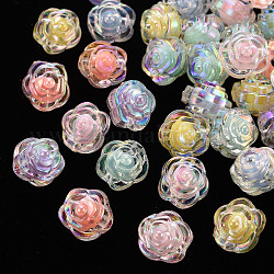 Perles en acrylique transparente, Perle en bourrelet, couleur ab , fleur, couleur mixte, 11.5x11x10.5mm, Trou: 2mm, environ 826 pcs/500 g