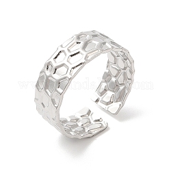 304 широкое кольцо на палец на манжете из нержавеющей стали., текстурированные открытые кольца для женщин, цвет нержавеющей стали, внутренний диаметр: 18 мм