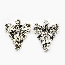 Antique Silver Angel Charms Tibetan Style Pendants, Cadmium Free & Lead Free, Cadmium Free & Lead Free, 23x19x2mm, Hole: 2mm