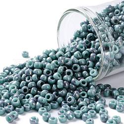 Toho perles de rocaille rondes, Perles de rocaille japonais, (1206) améthyste turquoise opaque marbrée, 8/0, 3mm, Trou: 1mm, environ 1110 pcs/50 g