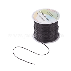Chaîne de cristal élastique plat, fil de perles élastique, pour la fabrication de bracelets élastiques, noir, 0.8mm, environ 65.61 yards (60 m)/rouleau
