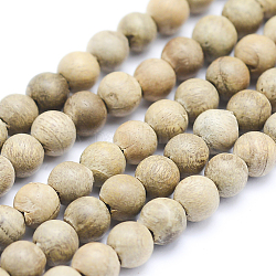Fili di perle di legno di canfora naturale, tondo, tinto, 6mm, Foro: 1 mm, circa 64pcs/filo, 15.7 pollice (40 cm)
