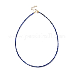 Lapis-lazuli naturels des colliers en perles, avec rallonge de chaîne en laiton doré et fermoirs à ressort, or, 17.32~17.52 pouce (44~44.5 cm)