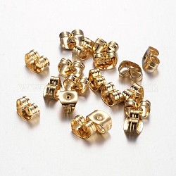 304 dado auricolare in acciaio inossidabile, chiusure per orecchini a frizione per orecchini a bottone, oro, 6x4.5x3mm, Foro: 0.8 mm