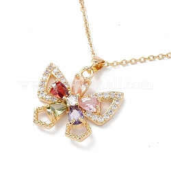 Collar con colgante de circonitas cúbicas de colores, joyas de acero inoxidable golden 304 para mujer., mariposa, 16.06 pulgada (40.8 cm)