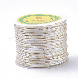 Metallic Stain Beads String Cords, Nylon Mouse Tail Cord, White, 1.5mm, about 100yards/roll(300 feet/roll)