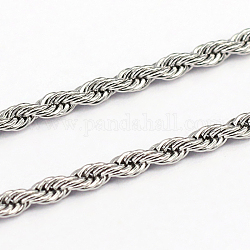 304 catene di corda in acciaio inox, colore acciaio inossidabile, 2.4x0.5mm