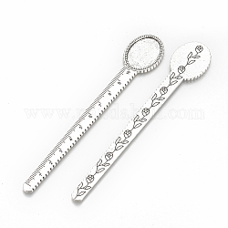 Tibetan Style Alloy Cabochon Setting, Cadmium Free & Lead Free, Ruler/Bookmarks, Antique Silver, Tray: 25x18mm, 135x23x2mm