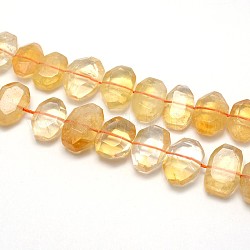 Natürlichen Citrin Perlen Stränge, Oval, facettiert, 19~21x14~16x7 mm, Bohrung: 1 mm, ca. 26 Stk. / Strang, 15.7 Zoll