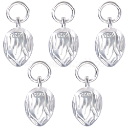 Beebeecraft 5 piezas 925 encantos de plata esterlina, con anillo de salto, capullo de loto, plata, 12x7x6mm, agujero: 4 mm