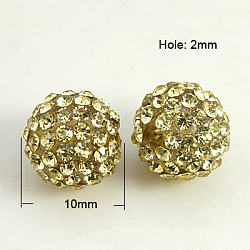 Abalorios de resina de Diamante de imitación, Grado A, redondo, junquillo, 10mm, agujero: 2 mm