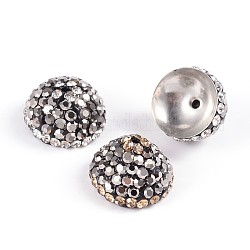 Laiton apetalous bouchons strass perles, couleur mixte, 11x7.5mm, Trou: 1mm