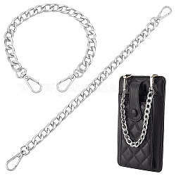 PandaHall Elite Aluminum Curb Chain Bag Shoulder Straps, with Alloy Swivel Clasps, for Bag Replacement Accessories, Platinum, 30.5cm, 2pcs/box