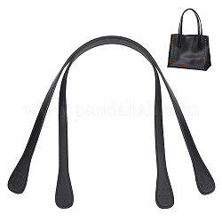 Cosido de cuero pu en las manijas de las bolsas, para accesorios de repuesto para bolsos, negro, 64x1.5~3.2x0.4 cm, agujero: 1.2 mm