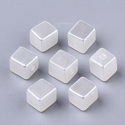 ABS Plastic Imitation Pearl Beads, Square, Creamy White, 8x8x8mm, Hole: 2mm