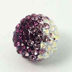 Austrian Crystal Beads, with Resin Inside, Round, 204_Amethyst, 8mm, Hole: 1mm
