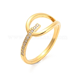 Ионное покрытие (IP) 304 кольцо на палец из нержавеющей стали со стразами, полый конт, золотые, размер США 8 (18.1 мм)