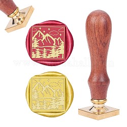 DIY Sammelalbum, Messing Wachs Siegelstempel und Holz Griffsätze, Gebirgsmuster, 89 mm, Briefmarken: 25x25x14.5 mm