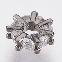 Messing Mikro ebnen Zirkonia Perlen, Bleifrei und cadmium frei, Rad, Metallgrau, 8x2.8 mm, Bohrung: 2.5 mm